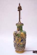 Vintage Italian Floral Relief Ceramic Lamp by Ugo Zaccagnini - Image 3