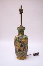 Vintage Italian Floral Relief Ceramic Lamp by Ugo Zaccagnini - Image 5