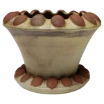 Large Mid-Century Modern Glazed Terracotta Planter with Saucer by Deanna Nichols