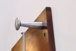 Vintage Walnut and Anodized Aluminum Wall Mounted Coat Rack with Two Hangers - Image 11