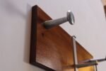 Vintage Walnut and Anodized Aluminum Wall Mounted Coat Rack with Two Hangers - Image 12