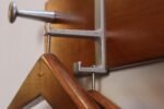 Vintage Walnut and Anodized Aluminum Wall Mounted Coat Rack with Two Hangers - Image 14