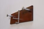 Vintage Walnut and Anodized Aluminum Wall Mounted Coat Rack with Two Hangers - Image 10