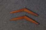Vintage Walnut and Anodized Aluminum Wall Mounted Coat Rack with Two Hangers - Image 16