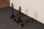 Pair of Gothic Revival Firedogs / Andirons with Basket Twist and Scroll Motif - Image 2