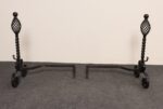 Pair of Gothic Revival Firedogs / Andirons with Basket Twist and Scroll Motif - Image 6