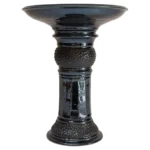 Vintage Studio Pottery Metallic Blue Pedestal / Votive Holder by Deanna Nichols