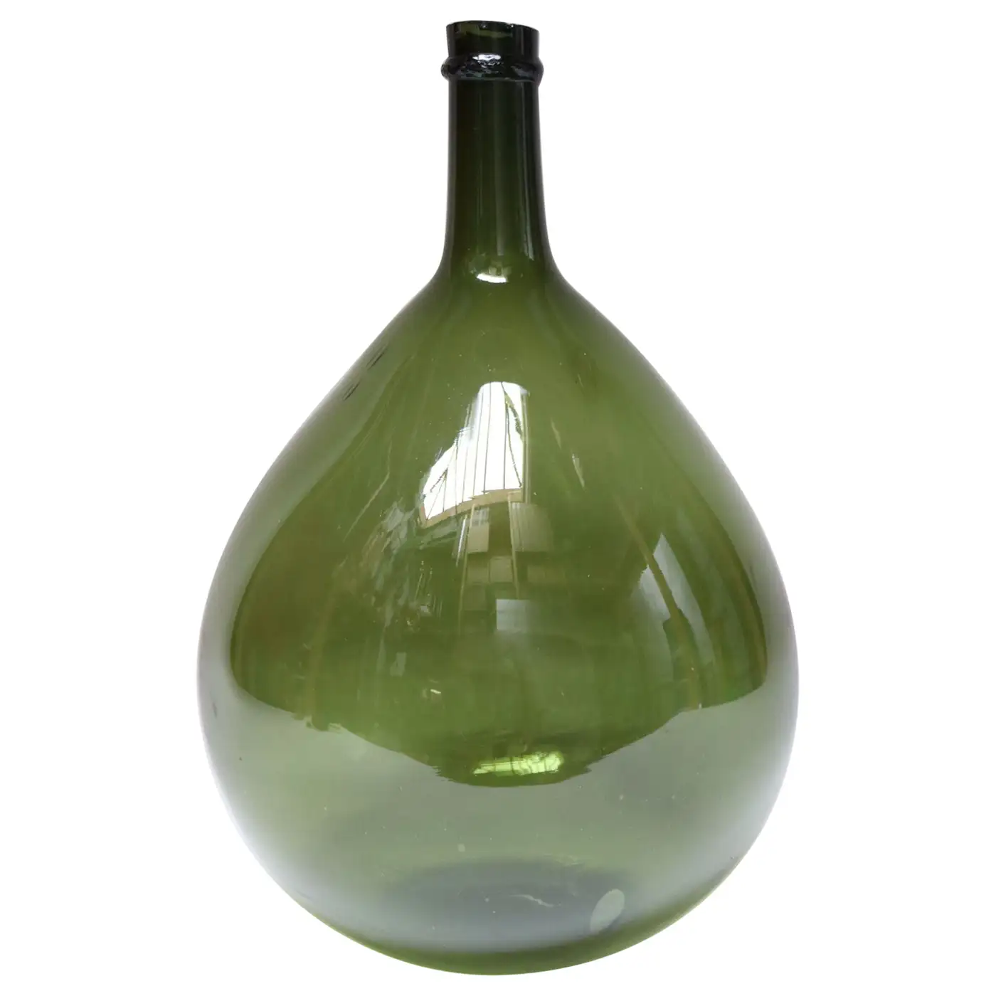 1 Vintage Italian Green Blown Glass Bulbous Form Demijohn Carboy - Image 1