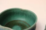 Set of Three Vintage Matte Teal Glaze Studio Ceramic Bowls by Deanna Nichols - Image 15