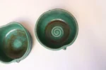 Set of Three Vintage Matte Teal Glaze Studio Ceramic Bowls by Deanna Nichols - Image 11