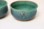 Set of Three Vintage Matte Teal Glaze Studio Ceramic Bowls by Deanna Nichols - Image 12