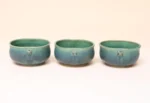 Set of Three Vintage Matte Teal Glaze Studio Ceramic Bowls by Deanna Nichols - Image 6