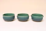 Set of Three Vintage Matte Teal Glaze Studio Ceramic Bowls by Deanna Nichols - Image 5
