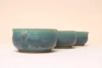 Set of Three Vintage Matte Teal Glaze Studio Ceramic Bowls by Deanna Nichols - Image 2