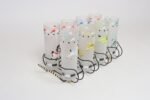 Set of Eight Vintage Frosted Glasses With Animal Carousel Motif by Libbey With Carrier - Image 2