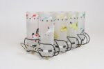 Set of Eight Vintage Frosted Glasses With Animal Carousel Motif by Libbey With Carrier - Image 3