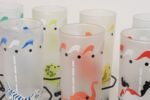 Set of Eight Vintage Frosted Glasses With Animal Carousel Motif by Libbey With Carrier - Image 19