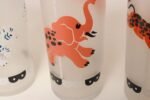 Set of Eight Vintage Frosted Glasses With Animal Carousel Motif by Libbey With Carrier - Image 13