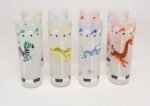 Set of Eight Vintage Frosted Glasses With Animal Carousel Motif by Libbey With Carrier - Image 11