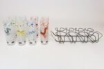 Set of Eight Vintage Frosted Glasses With Animal Carousel Motif by Libbey With Carrier - Image 6
