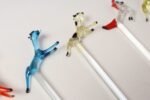 Set of Eight Vintage Blown Glass Animal Cocktail Stirrers with Box by Saxon - Image 11