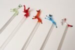 Set of Eight Vintage Blown Glass Animal Cocktail Stirrers with Box by Saxon - Image 15
