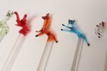 Set of Eight Vintage Blown Glass Animal Cocktail Stirrers with Box by Saxon - Image 17
