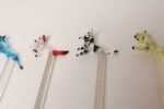 Set of Eight Vintage Blown Glass Animal Cocktail Stirrers with Box by Saxon - Image 18
