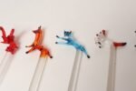 Set of Eight Vintage Blown Glass Animal Cocktail Stirrers with Box by Saxon - Image 20