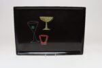 Large Rectangular Mid-Century Black Resin Coral and Shell Inlaid "Barware" / "Martini" Drinks Tray by Couroc - Image 2