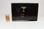 Large Rectangular Mid-Century Black Resin Coral and Shell Inlaid "Barware" / "Martini" Drinks Tray by Couroc - Image 7