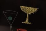 Large Rectangular Mid-Century Black Resin Coral and Shell Inlaid "Barware" / "Martini" Drinks Tray by Couroc - Image 9
