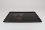 Large Rectangular Mid-Century Black Resin Coral and Shell Inlaid "Barware" / "Martini" Drinks Tray by Couroc - Image 4