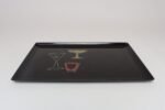 Large Rectangular Mid-Century Black Resin Coral and Shell Inlaid "Barware" / "Martini" Drinks Tray by Couroc - Image 4