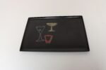 Large Rectangular Mid-Century Black Resin Coral and Shell Inlaid "Barware" / "Martini" Drinks Tray by Couroc - Image 5