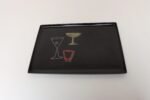 Large Rectangular Mid-Century Black Resin Coral and Shell Inlaid "Barware" / "Martini" Drinks Tray by Couroc - Image 5