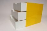 Vintage Yellow Acrylic Storage Cube with Three White Drawers after Joe Colombo - Image 9