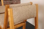 Set of Four Vintage Postmodern Swiveling Bar Stools in Oak and Tawny Bouclé - Image 16