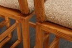 Set of Four Vintage Postmodern Swiveling Bar Stools in Oak and Tawny Bouclé - Image 21