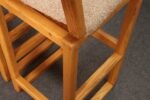 Set of Four Vintage Postmodern Swiveling Bar Stools in Oak and Tawny Bouclé - Image 22