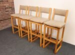 Set of Four Vintage Postmodern Swiveling Bar Stools in Oak and Tawny Bouclé - Image 9