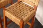 Pair of Vintage Mexican Modern Pine and Woven Palm Bar Stools by Muebles Austin - Image 16