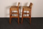Pair of Vintage Mexican Modern Pine and Woven Palm Bar Stools by Muebles Austin - Image 10