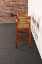 Pair of Vintage Mexican Modern Pine and Woven Palm Bar Stools by Muebles Austin - Image 14