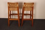 Pair of Vintage Mexican Modern Pine and Woven Palm Bar Stools by Muebles Austin - Image 12