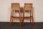 Pair of Vintage Mexican Modern Pine and Woven Palm Bar Stools by Muebles Austin - Image 13