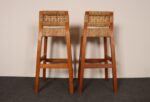 Pair of Vintage Mexican Modern Pine and Woven Palm Bar Stools by Muebles Austin - Image 13