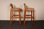 Pair of Vintage Mexican Modern Pine and Woven Palm Bar Stools by Muebles Austin - Image 7