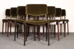 Set of Ten Italian Rosewood and Velvet Dining Chairs by Ico Parisi for M.I.M. - Image 9