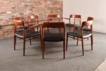 Set of Eight Danish Teak and Leather Niels O Møller Dining Chairs Models 75 & 56 - Image 4